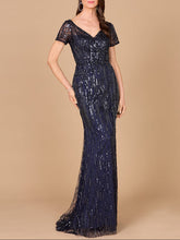 Load image into Gallery viewer, Short Sleeve, Beaded Mermaid Gown