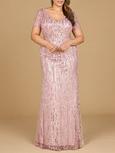 Load image into Gallery viewer, Short Sleeve, Beaded Mermaid Gown