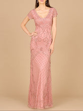 Load image into Gallery viewer, Beaded Cap Sleeve Gown With V-Neckline - OUTLET