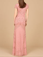 Load image into Gallery viewer, Beaded Cap Sleeve Gown With V-Neckline - OUTLET