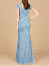 Load image into Gallery viewer, Beaded Cap Sleeve Gown With V-Neckline - OUTLET