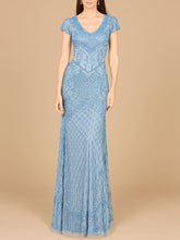 Load image into Gallery viewer, Beaded Cap Sleeve Gown With V-Neckline - OUTLET