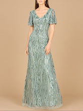 Load image into Gallery viewer, Beaded Gown With Cape Sleeves