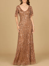 Load image into Gallery viewer, Beaded Gown With Cape Sleeves