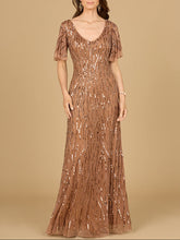 Load image into Gallery viewer, Beaded Gown With Cape Sleeves