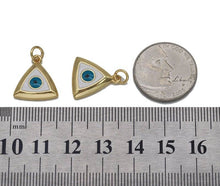 Load image into Gallery viewer, Gold CZ Evil Eye Triangle Shape Charm, Sku#LK721
