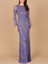 Load image into Gallery viewer, Long Sleeve, High Neck Beaded Gown - OUTLET