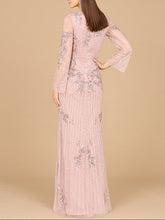 Load image into Gallery viewer, Long Sleeve, High Neck Beaded Gown - OUTLET