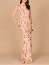 Load image into Gallery viewer, Beaded Dress with Sheer Long Sleeves