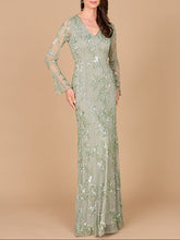 Load image into Gallery viewer, Beaded Dress with Sheer Long Sleeves