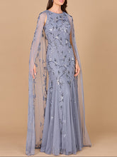 Load image into Gallery viewer, Mermaid Beaded Dress with Long Cape - OUTLET