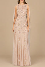 Load image into Gallery viewer, Mermaid Beaded Dress with Long Cape - OUTLET