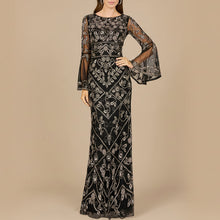 Load image into Gallery viewer, Bell Sleeved High Neck Beaded Gown