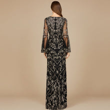 Load image into Gallery viewer, Bell Sleeved High Neck Beaded Gown