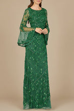 Load image into Gallery viewer, Bell Sleeved High Neck Beaded Gown