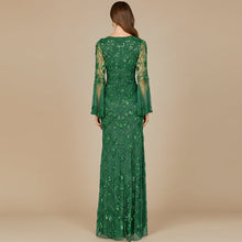 Load image into Gallery viewer, Bell Sleeved High Neck Beaded Gown