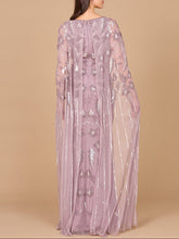Load image into Gallery viewer, Beaded Sheath Dress with Long Cape