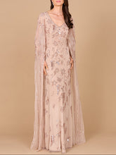 Load image into Gallery viewer, Beaded Sheath Dress with Long Cape