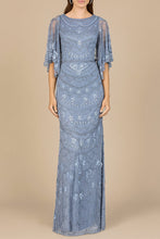 Load image into Gallery viewer, High Neck, Cape Sleeve Beaded Gown  - OUTLET