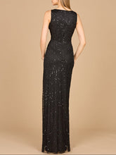 Load image into Gallery viewer, Beaded Black Gown with Slit