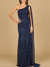 Load image into Gallery viewer, One Shoulder Cape Gown