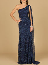 Load image into Gallery viewer, One Shoulder Cape Gown