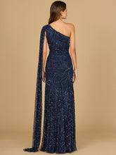 Load image into Gallery viewer, One Shoulder Cape Gown