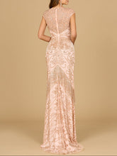 Load image into Gallery viewer, Cap Sleeve Beaded Gown with Fringe | 29098