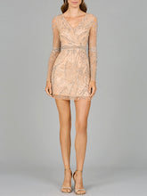 Load image into Gallery viewer, Long Sleeve V-Neck Cocktail Dress