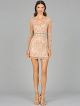 Load image into Gallery viewer, Long Sleeve V-Neck Cocktail Dress