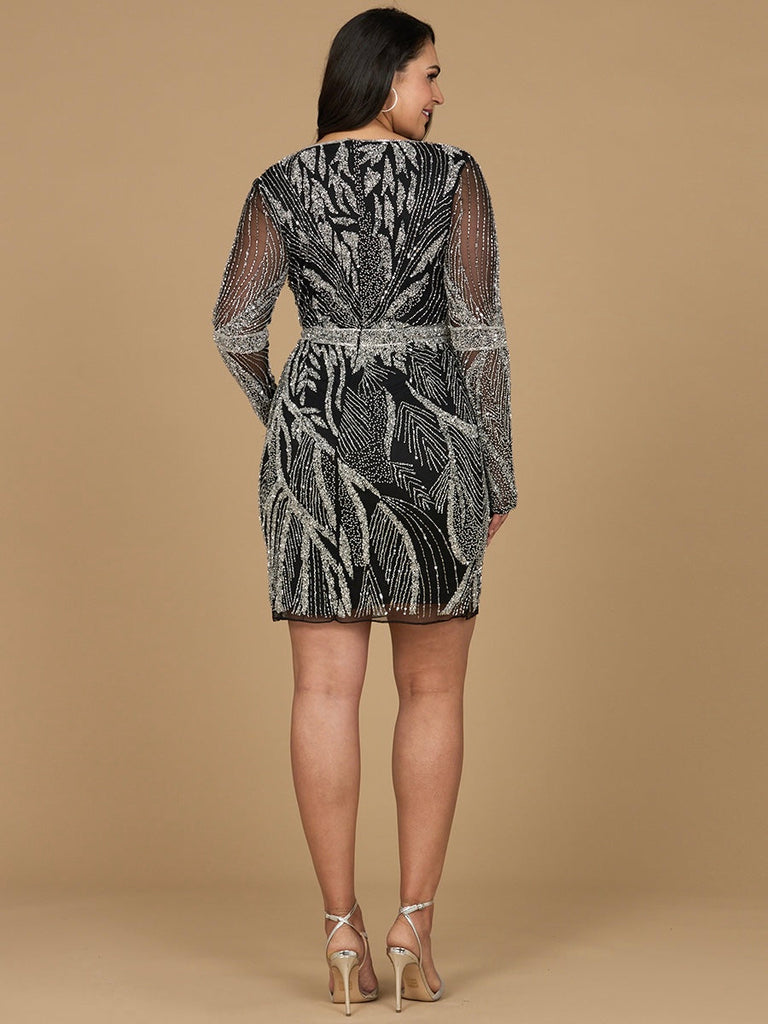 Long Sleeve V-Neck Cocktail Dress