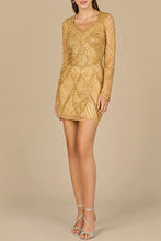 Load image into Gallery viewer, Long Sleeve Beaded Cocktail Dress