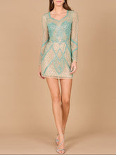 Load image into Gallery viewer, Long Sleeve Beaded Cocktail Dress