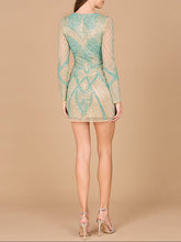 Load image into Gallery viewer, Long Sleeve Beaded Cocktail Dress