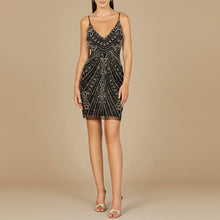 Load image into Gallery viewer, Embellished Cocktail Dress with V-Neckline