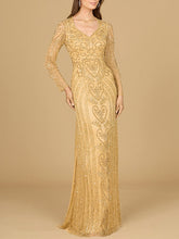 Load image into Gallery viewer, V Neck Beaded Long Sleeve Dress