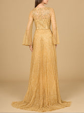 Load image into Gallery viewer, Beaded Long Dress with Flare Sleeves