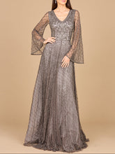 Load image into Gallery viewer, Beaded Long Dress with Flare Sleeves