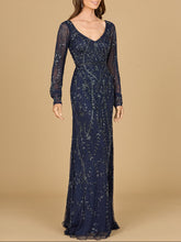 Load image into Gallery viewer, V-Neck Beaded Gown with Sleeves