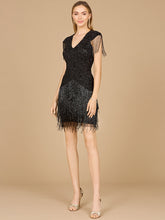 Load image into Gallery viewer, Beaded Fringe Short Dress with Cap Sleeves