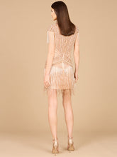 Load image into Gallery viewer, Beaded Fringe Short Dress with Cap Sleeves