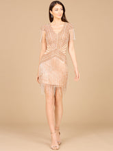 Load image into Gallery viewer, Beaded Fringe Short Dress with Cap Sleeves