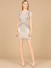 Load image into Gallery viewer, Beaded Fringe Short Dress with Cap Sleeves