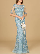 Load image into Gallery viewer, Short Sleeve Lace Fitted Gown
