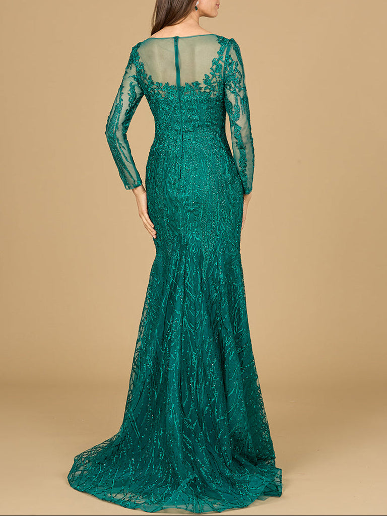 Mermaid, Long Sleeve Lace Gown