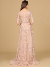 Load image into Gallery viewer, Long Sleeve V-Neck Lace Gown with Beaded Belt