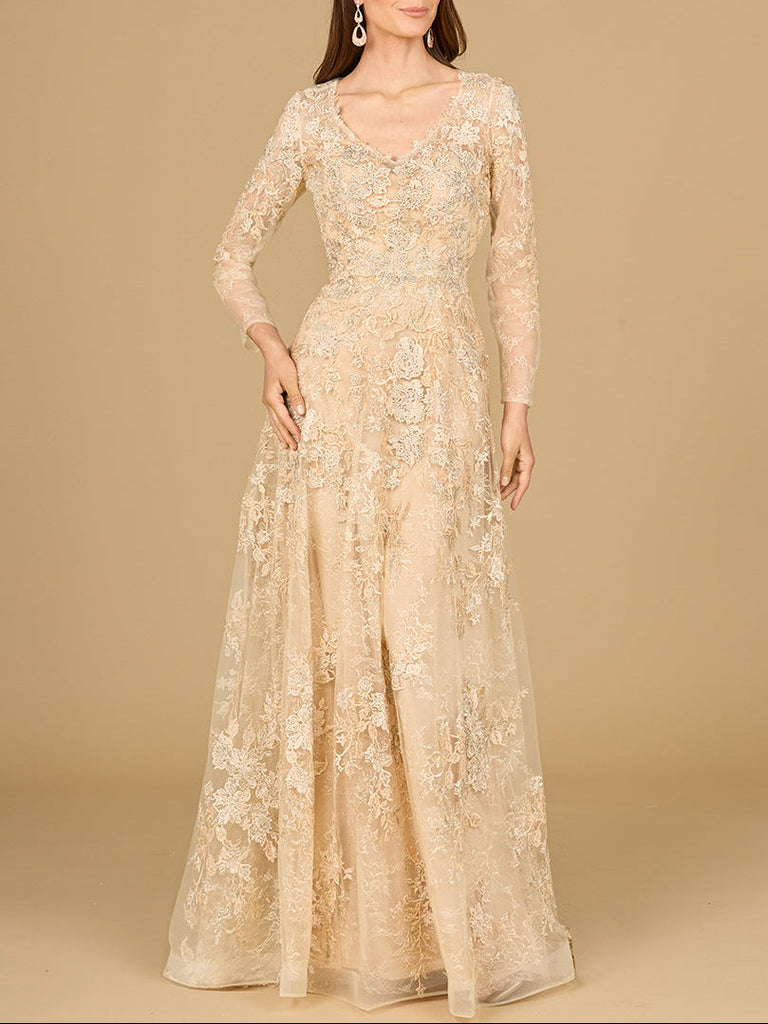 Lace Ballgown with Long Sleeves