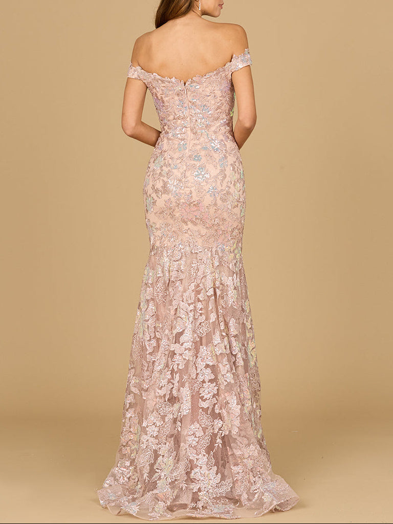 Off Shoulder Mermaid Beaded Gown