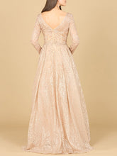 Load image into Gallery viewer, Long Sleeve, A-line Gown with a V-Neckline