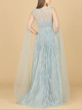 Load image into Gallery viewer, Lace Gown with Cape Sleeves and V-neckline